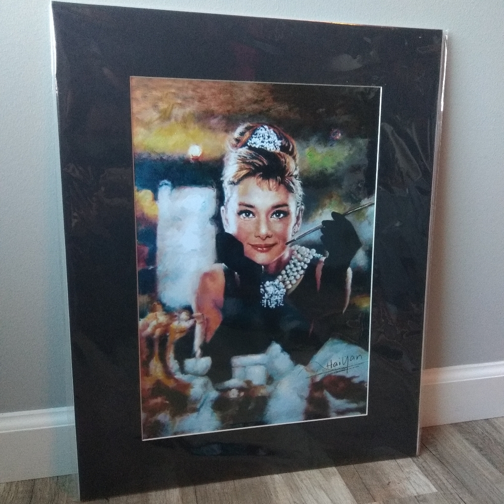 Audrey Hepburn Breakfast At Tiffany's Holly Golightly Wall Art w/ Matte